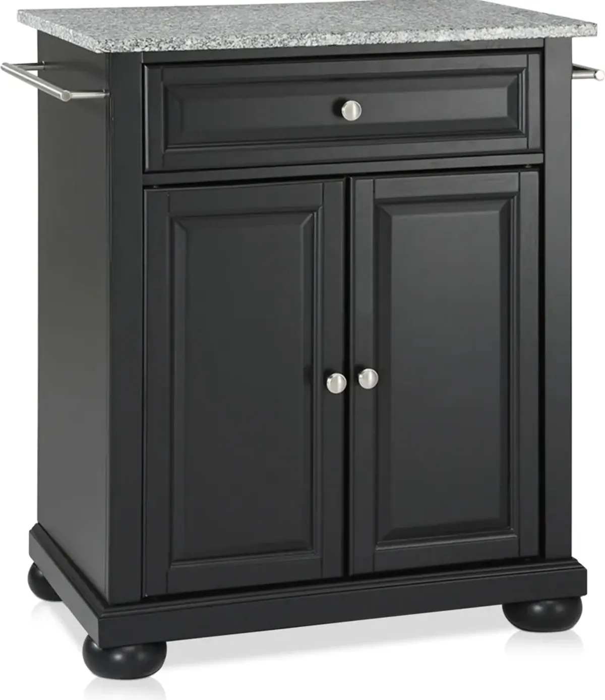 Alina Small Kitchen Island - Black/Gray Granite Top