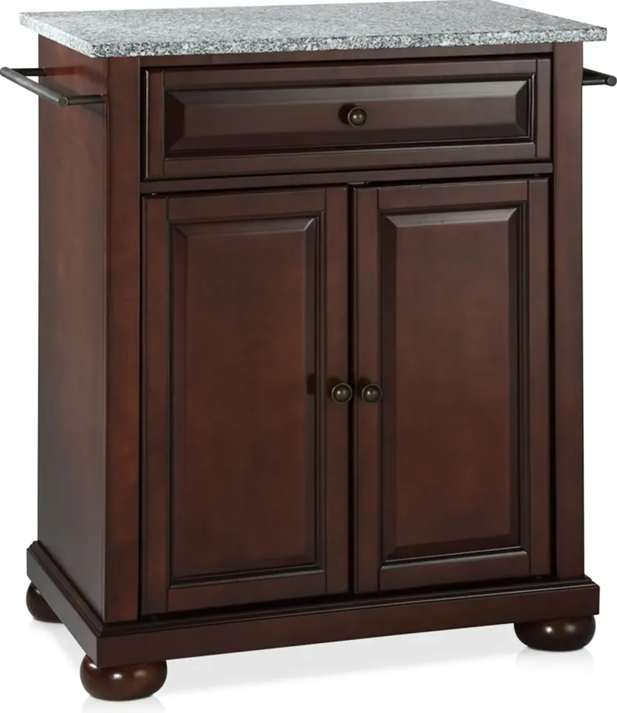 Alina Small Kitchen Island - Mahogany/Gray Granite Top