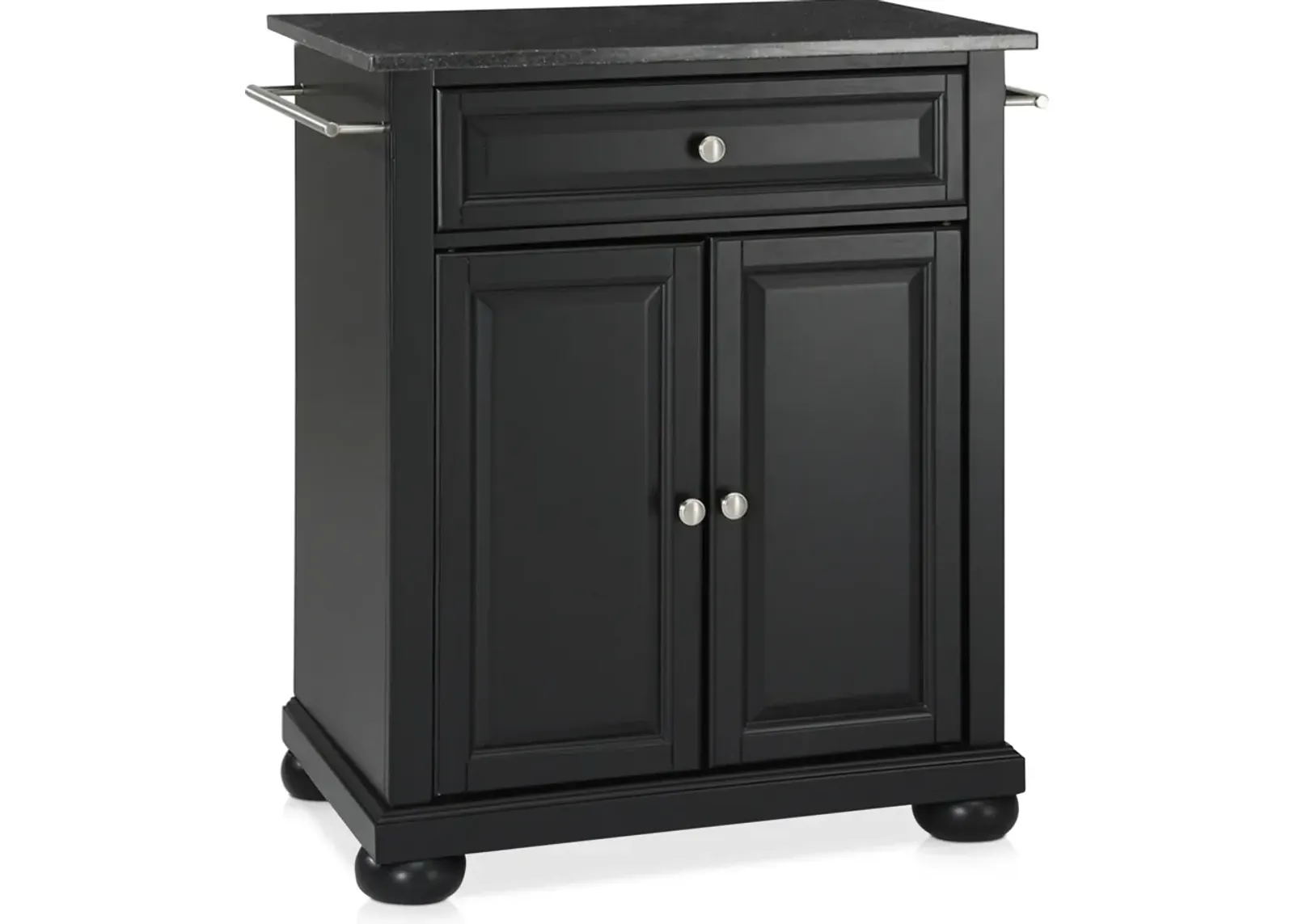 Alina Small Kitchen Island - Black/Black Granite Top