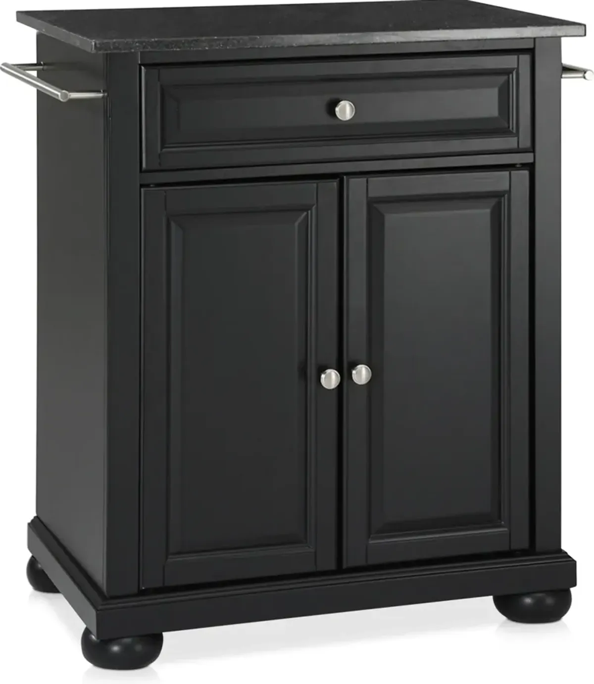 Alina Small Kitchen Island - Black/Black Granite Top