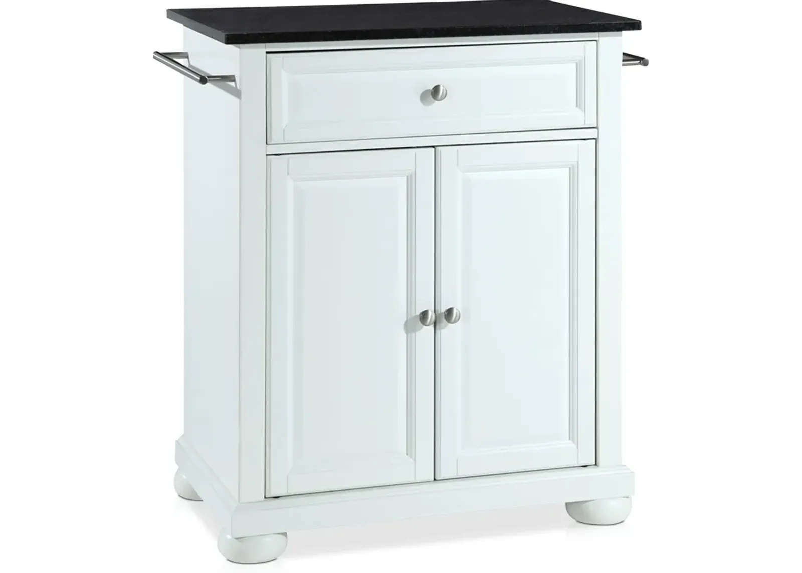 Alina Small Kitchen Island - White/Black Granite Top