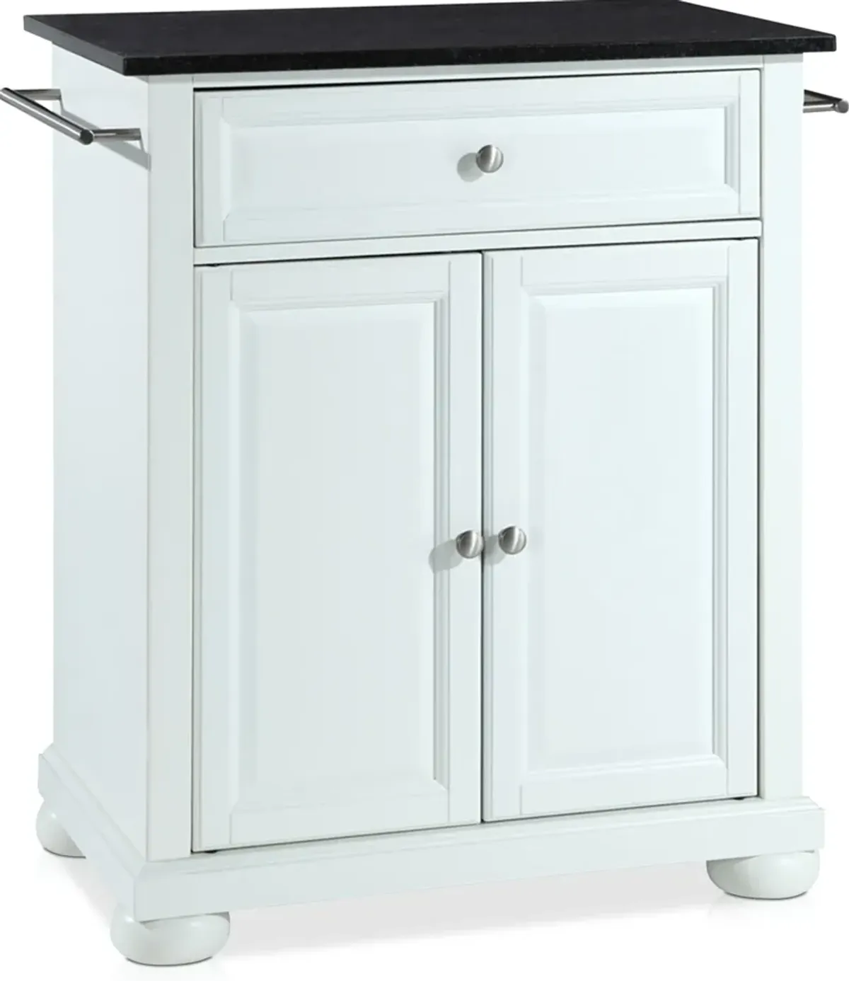 Alina Small Kitchen Island - White/Black Granite Top