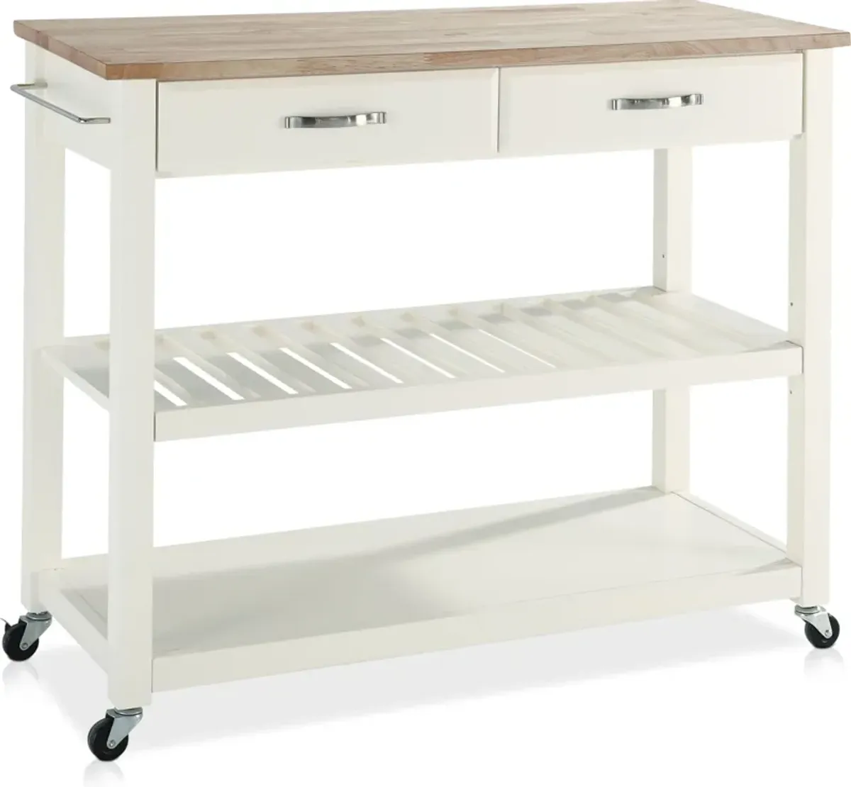 Elias Kitchen Cart  - White/Wood Top