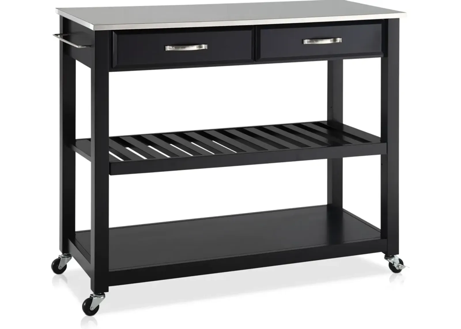 Elias Kitchen Cart - Black/Stainless Steel Top