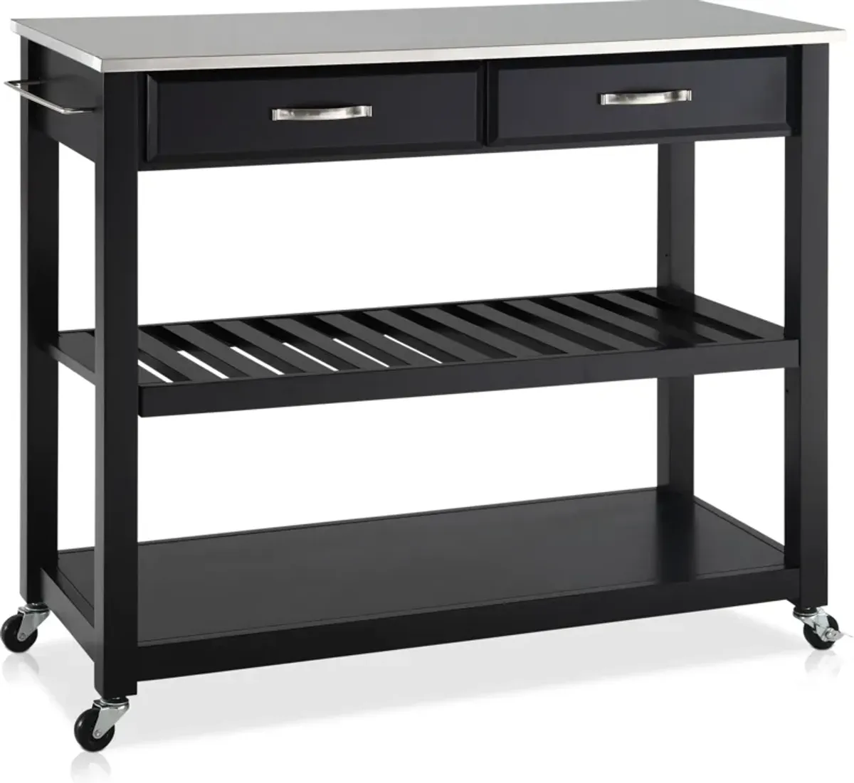 Elias Kitchen Cart - Black/Stainless Steel Top