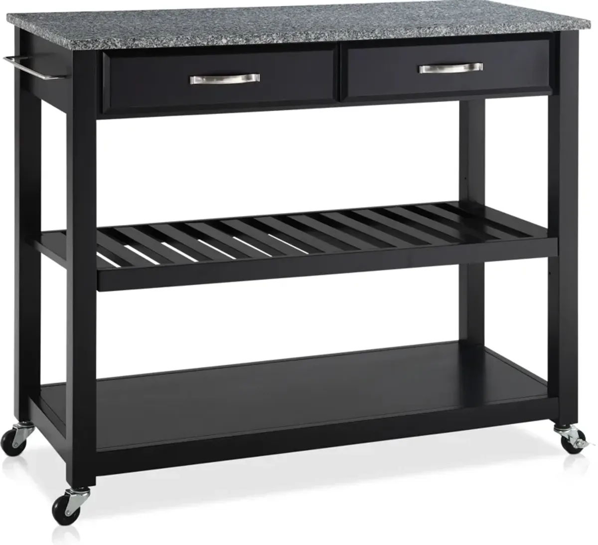 Elias Kitchen Cart - Black/Gray Granite Top