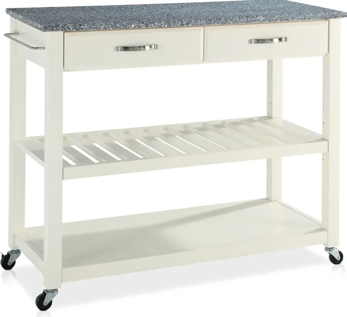 Elias Kitchen Cart  - White/Gray Granite Top