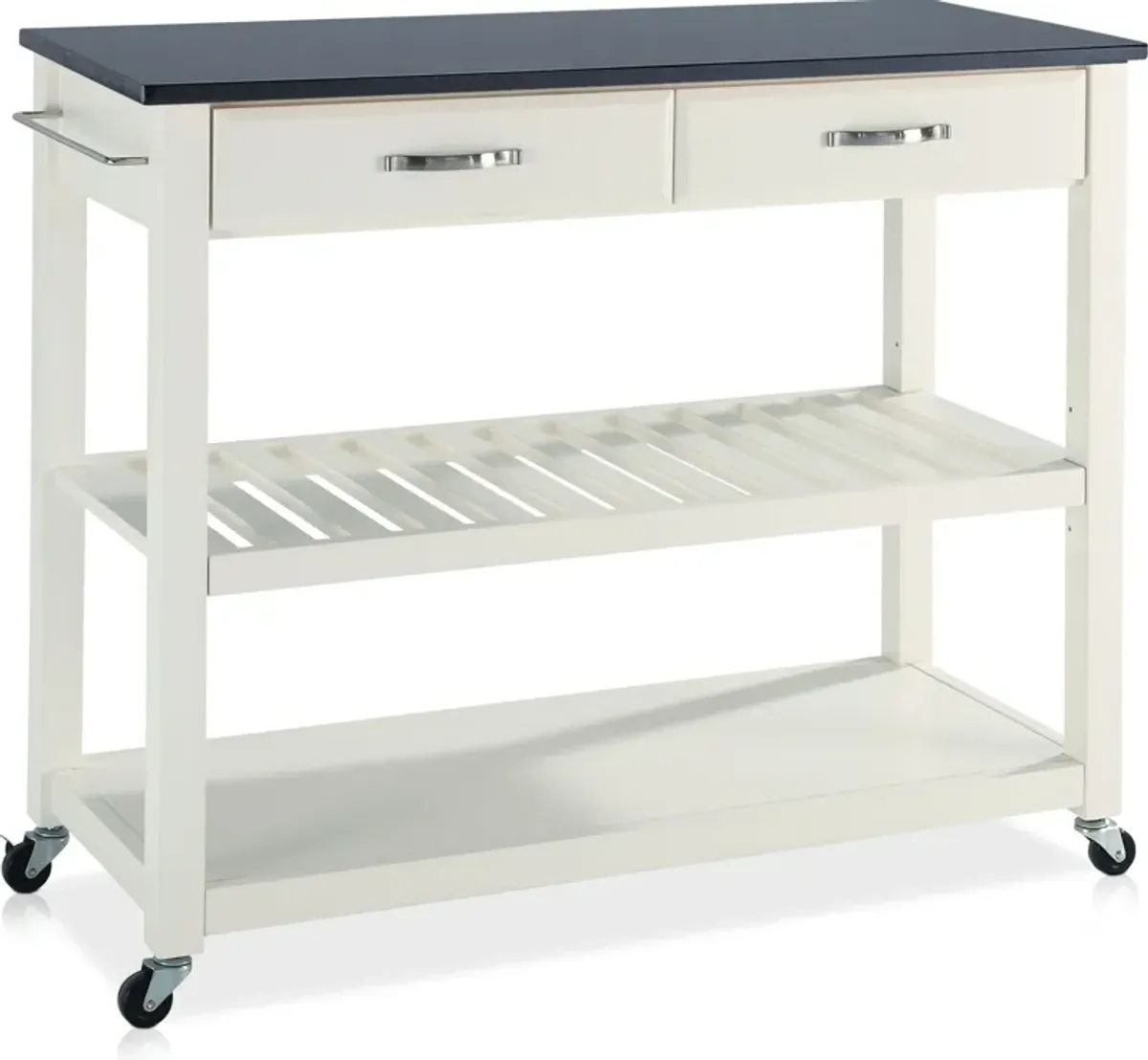 Elias Kitchen Cart  - White/Black Granite Top