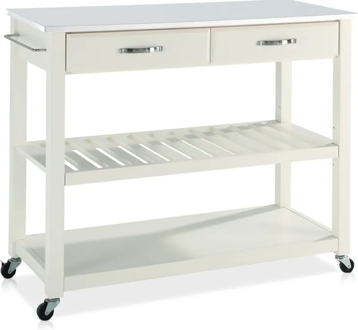 Elias Kitchen Cart  - White/White Granite Top