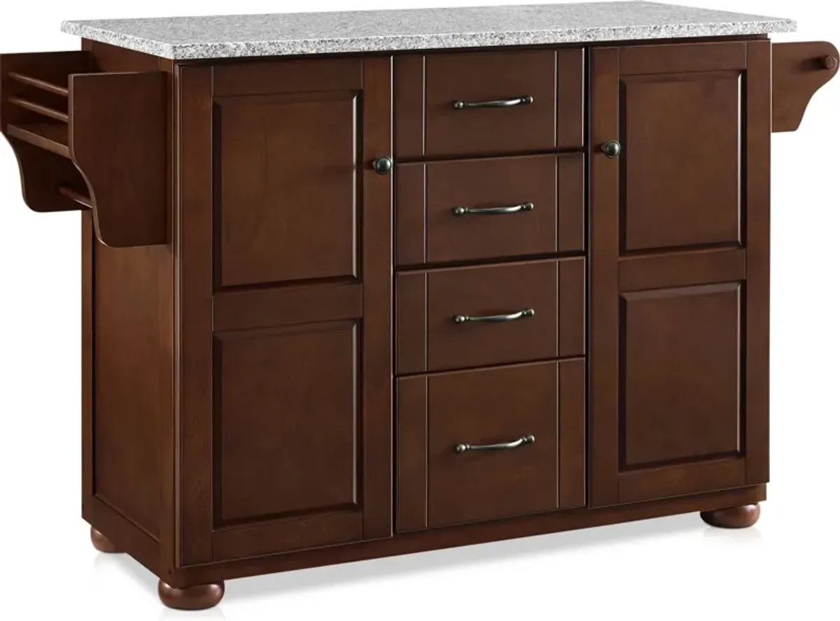 Ruth Kitchen Island - Mahogany/Gray Granite Top