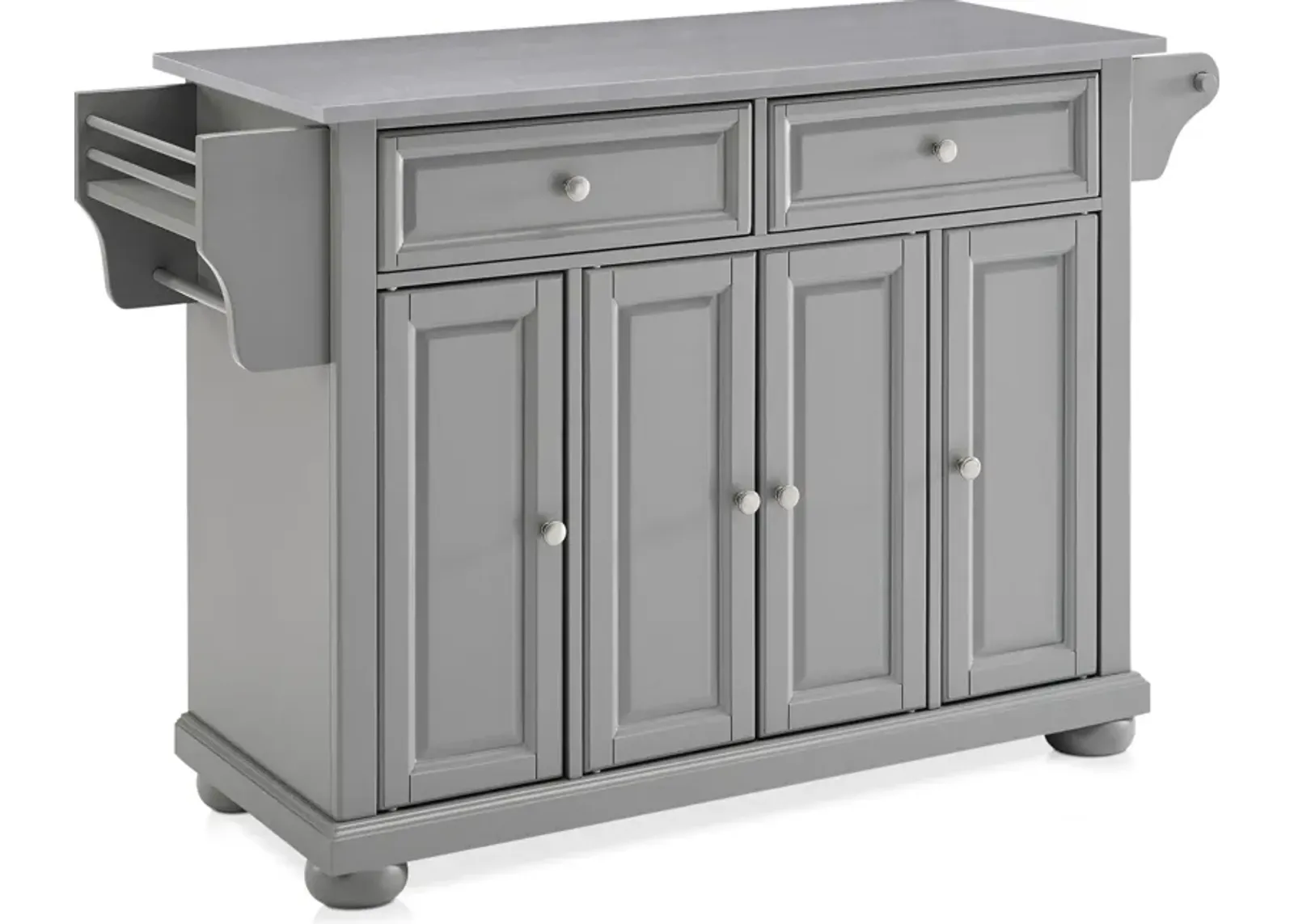 Alina Kitchen Island - Gray/Stainless Steel Top