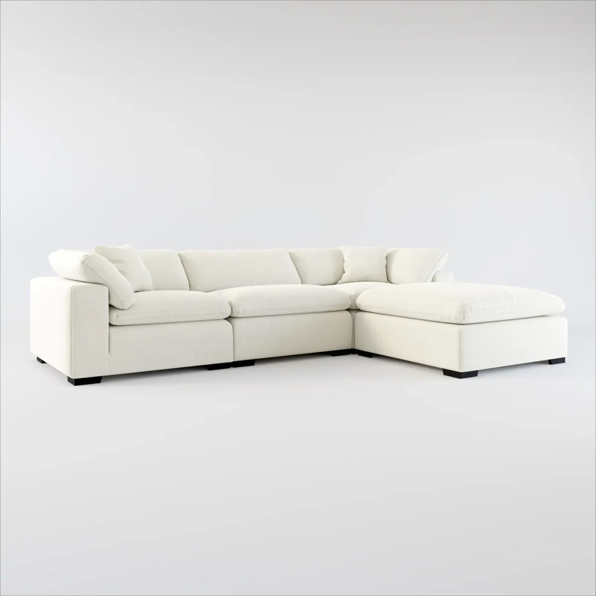 Plush Core Comfort 3-Piece Sofa and Ottoman - Anders Ivory