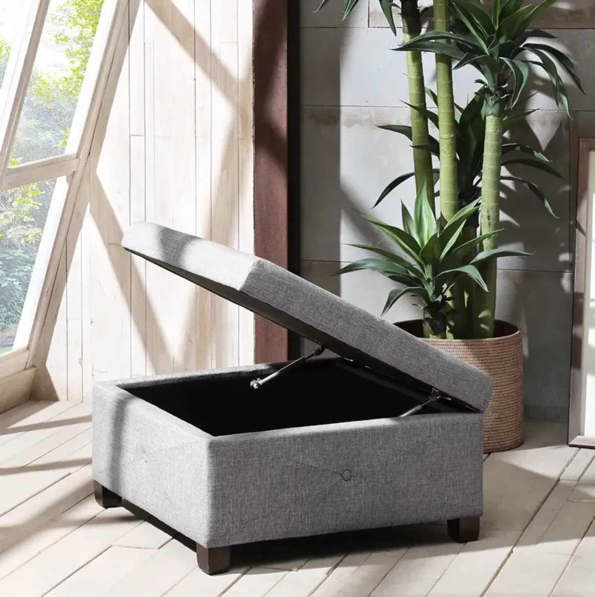 Perris Storage Ottoman - Charcoal