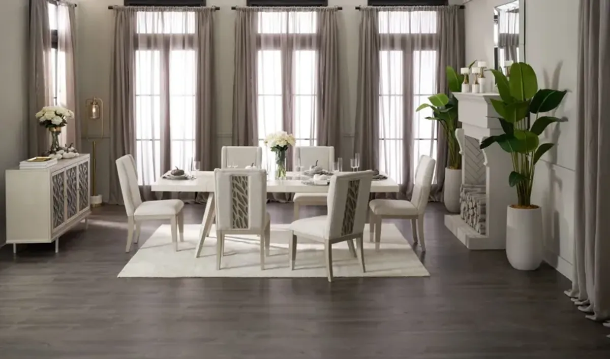 Olivia Rectangular Dining Table and 6 Chairs - Pearl