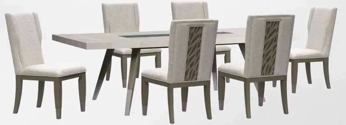 Olivia Rectangular Dining Table and 6 Chairs - Pearl