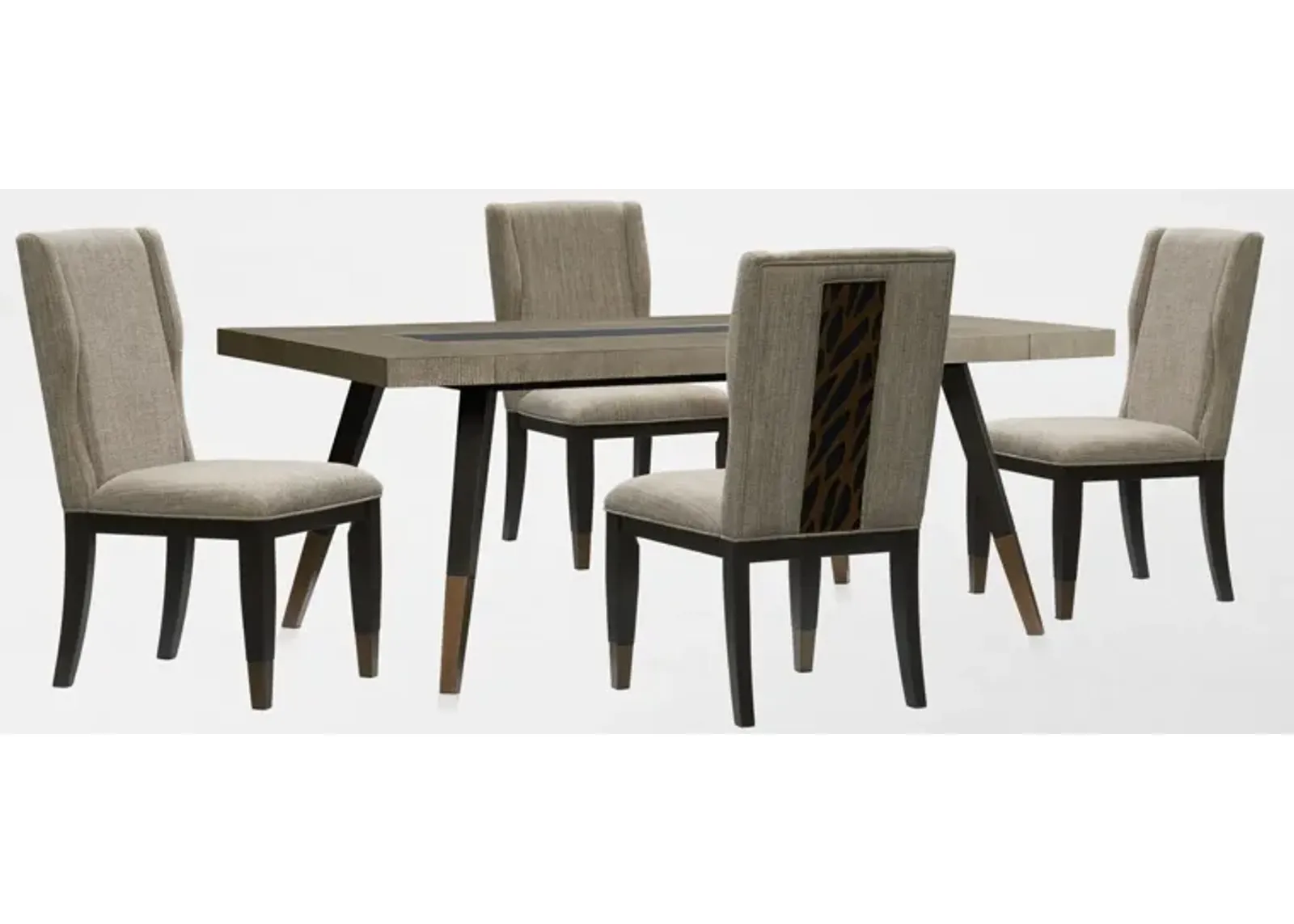 Olivia Rectangular Dining Table and 4 Chairs - Ebony