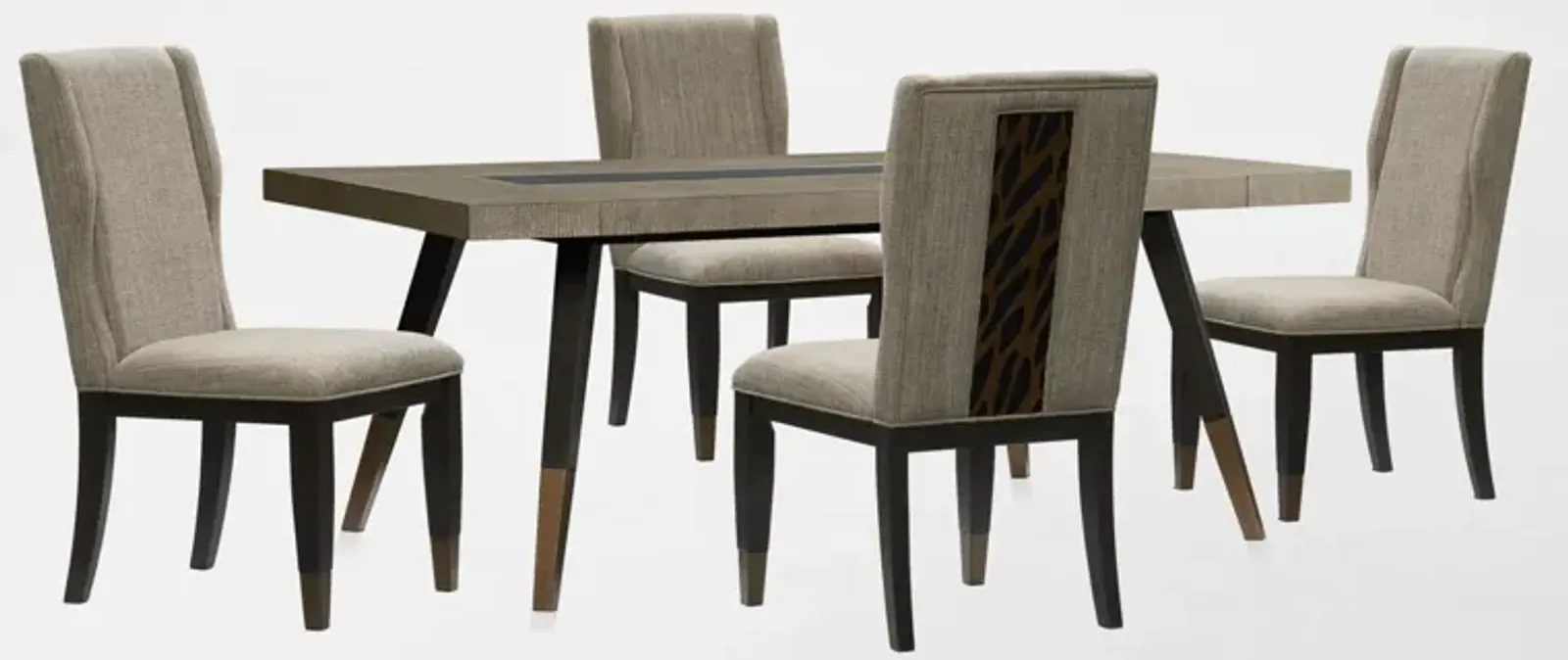 Olivia Rectangular Dining Table and 4 Chairs - Ebony