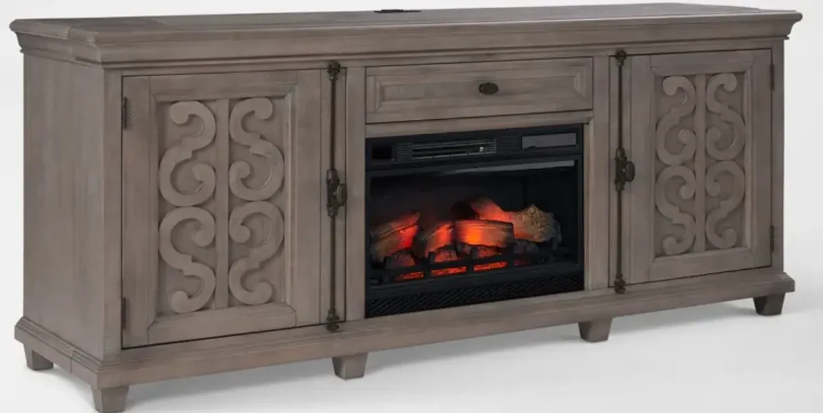 Charthouse 84" Fireplace TV Stand - Gray