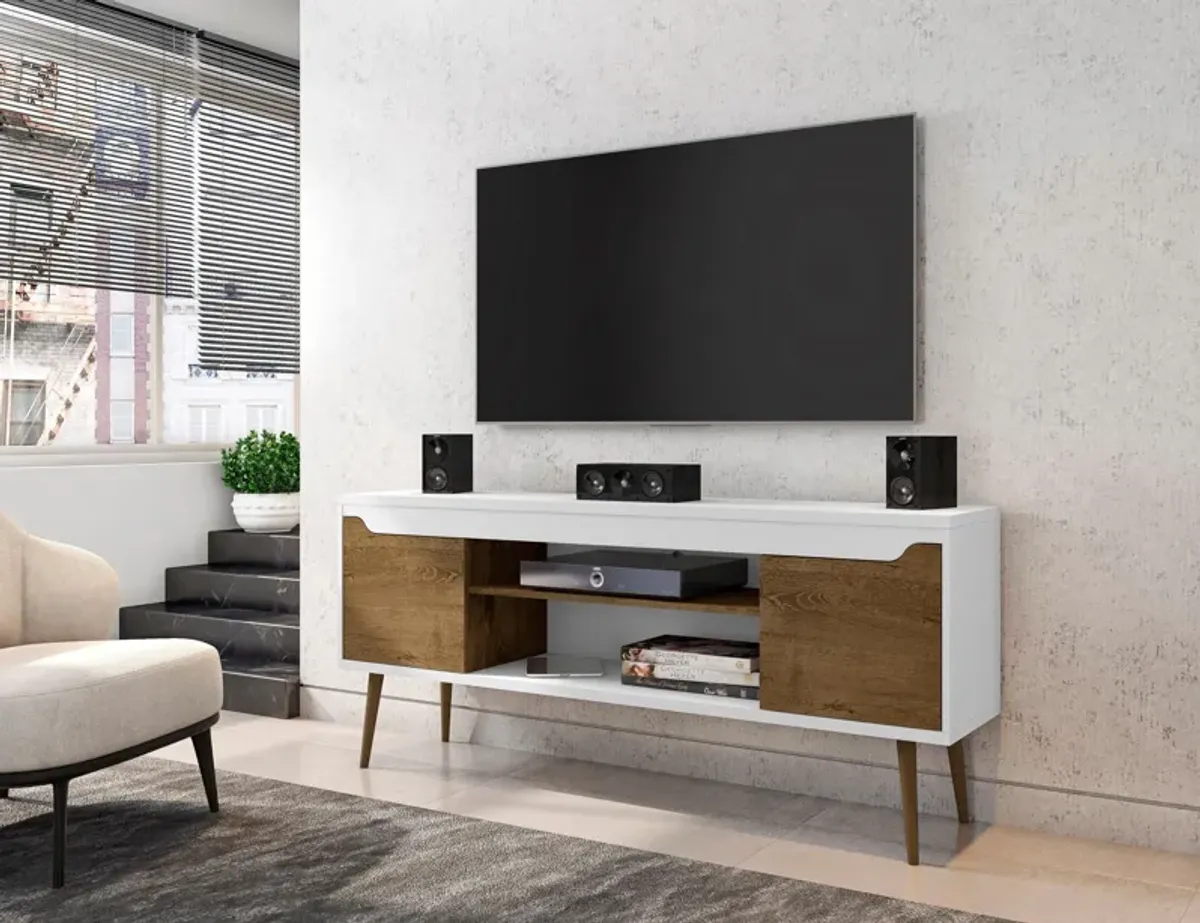 Columbia 63" TV Stand - White/Brown