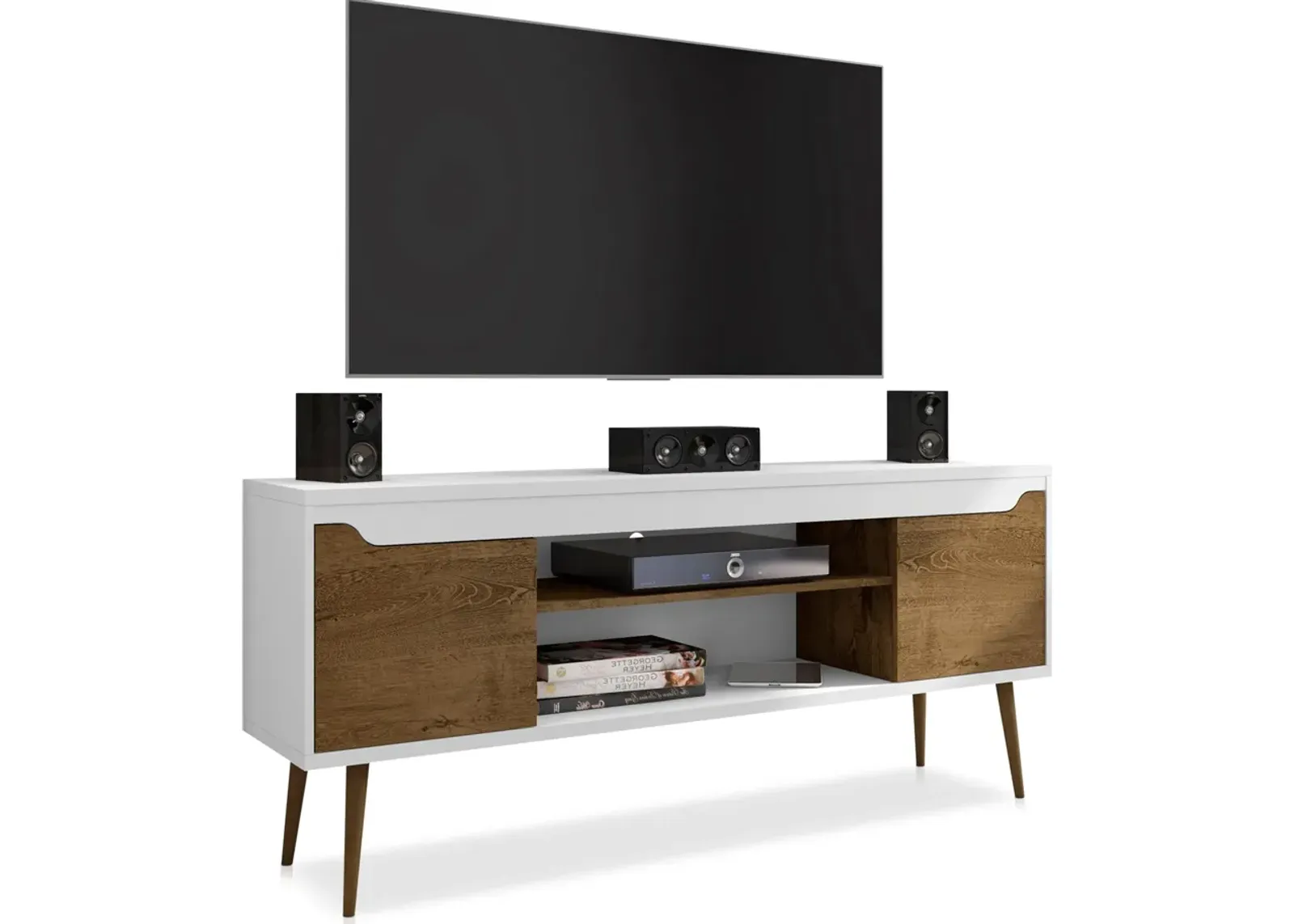 Columbia 63" TV Stand - White/Brown