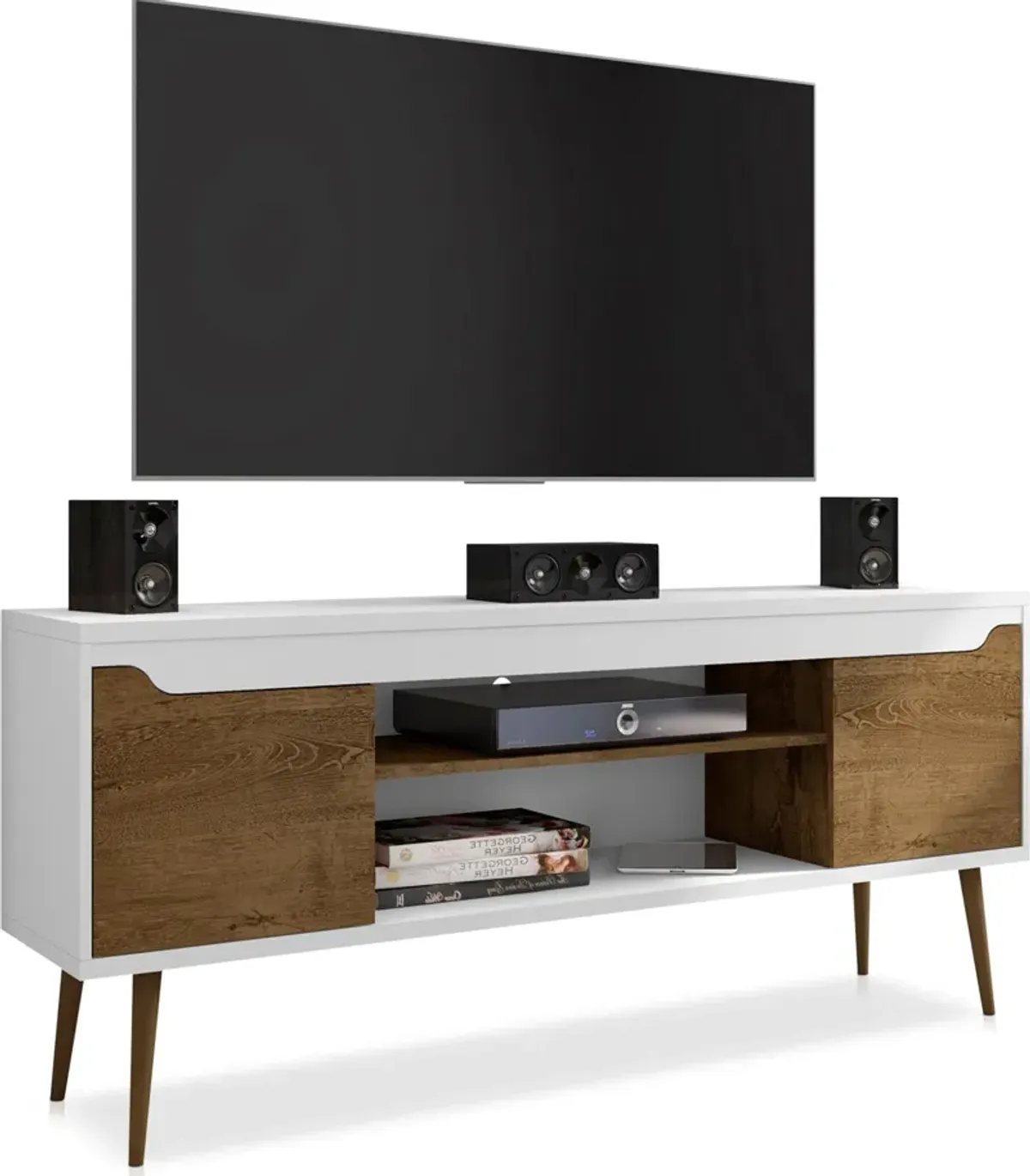 Columbia 63" TV Stand - White/Brown