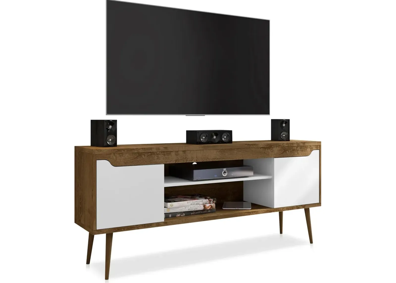 Columbia 63" TV Stand - Brown/White