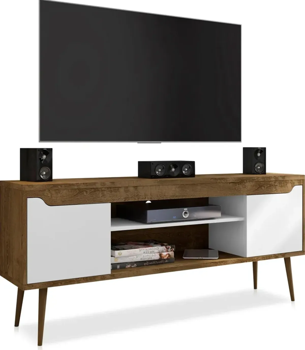 Columbia 63" TV Stand - Brown/White