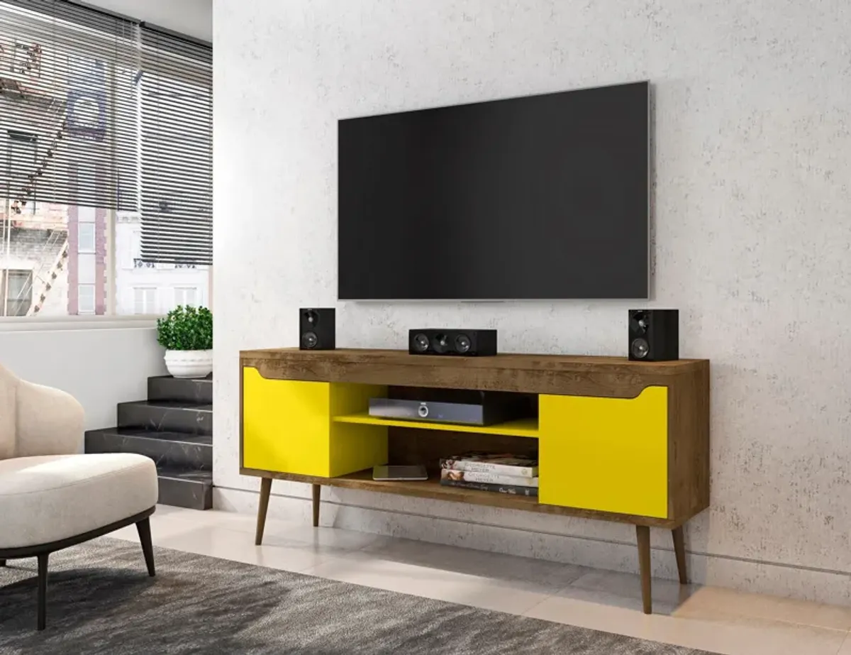 Columbia 63" TV Stand - Brown/Yellow