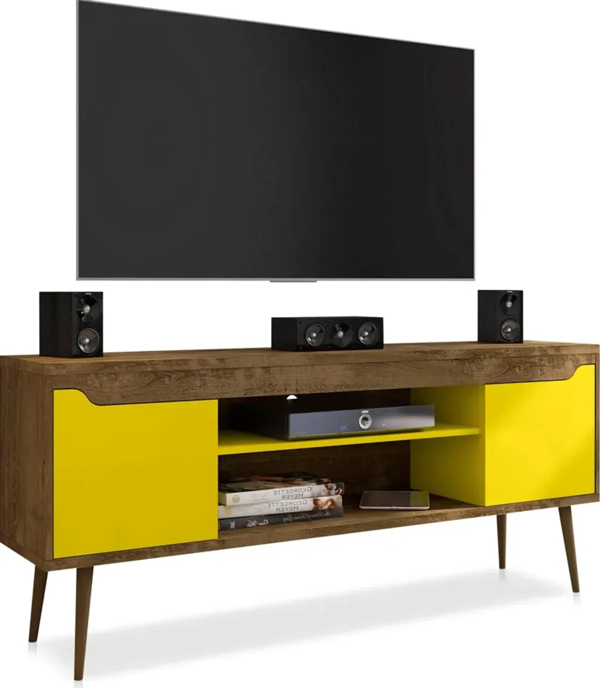 Columbia 63" TV Stand - Brown/Yellow