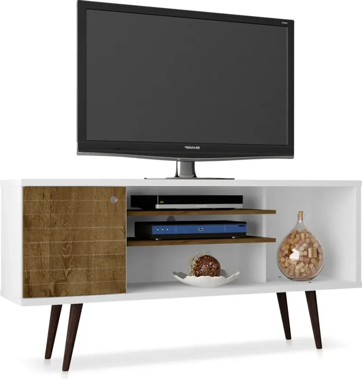 Webb 53" Mid-Century TV Stand - White/Brown