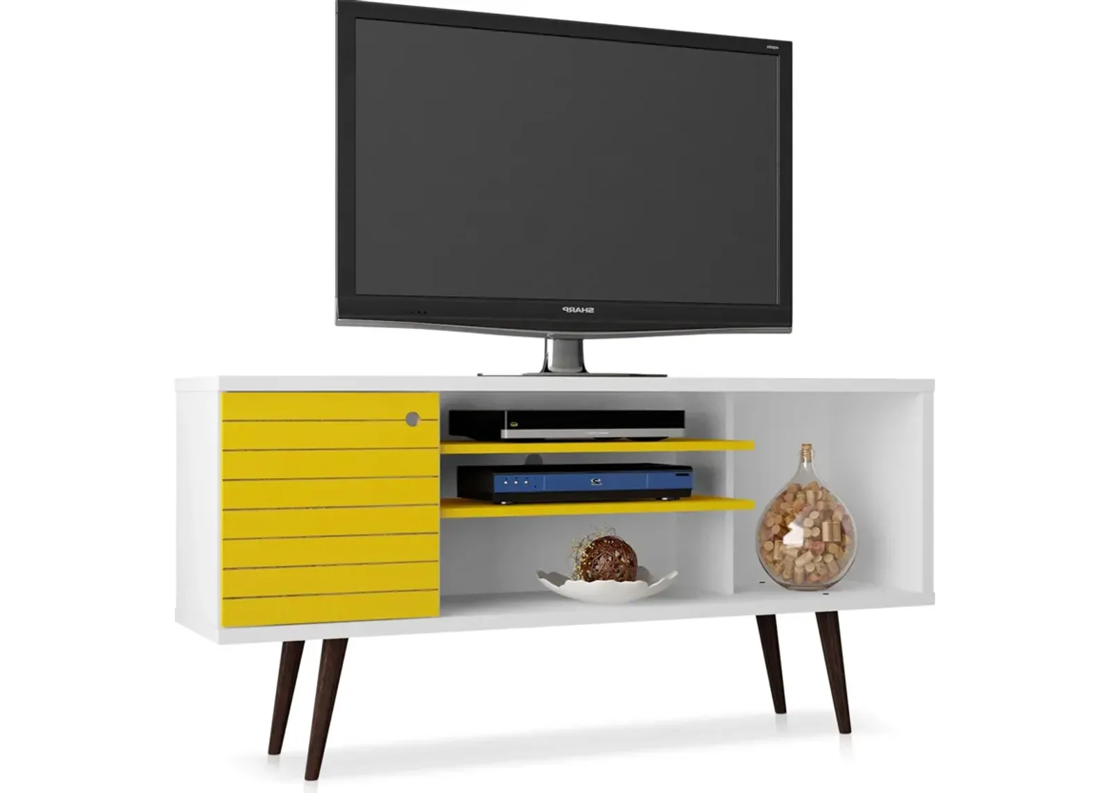 Webb 53" Mid-Century TV Stand - White/Yellow