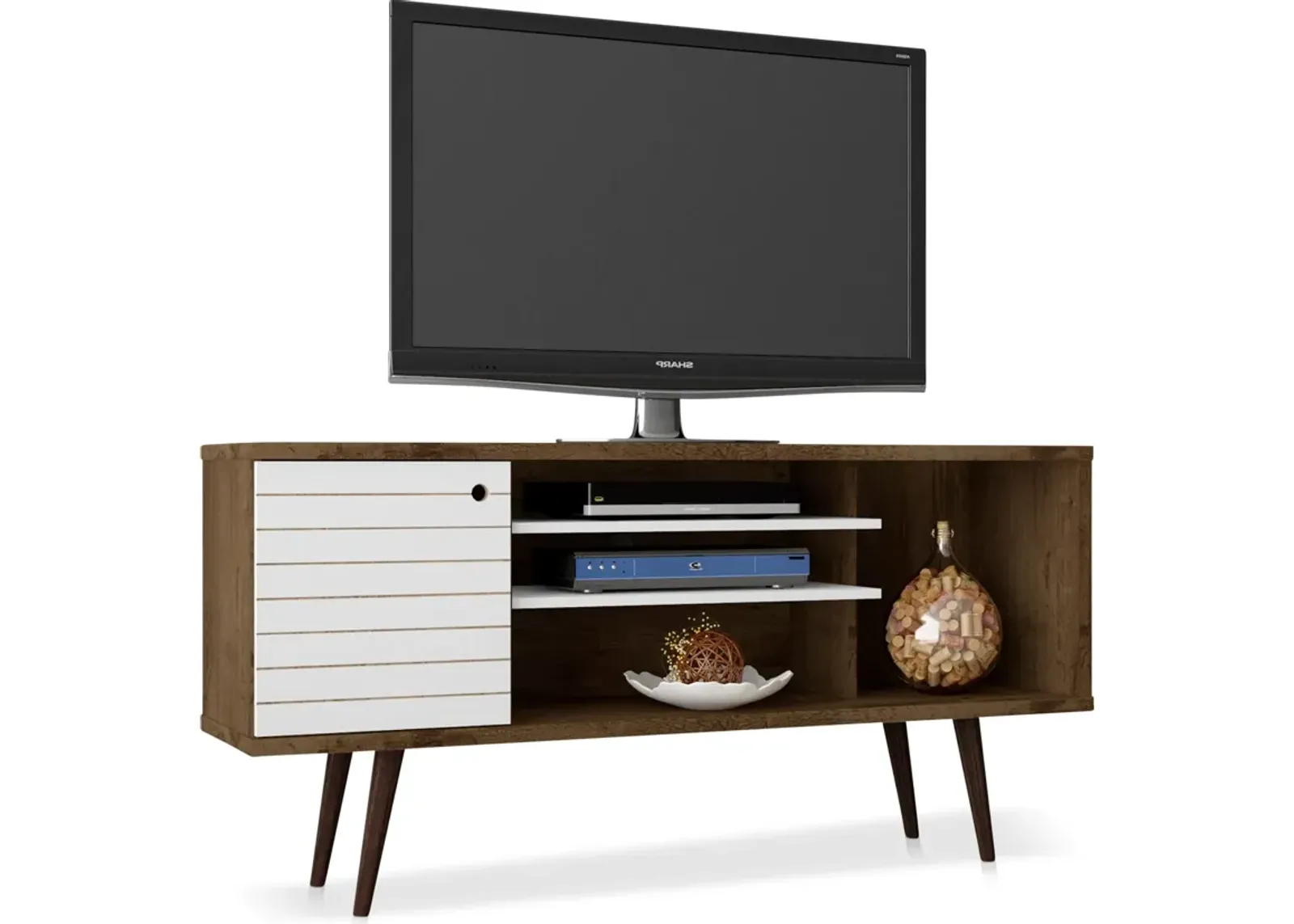 Webb 53" Mid-Century TV Stand - Brown/White