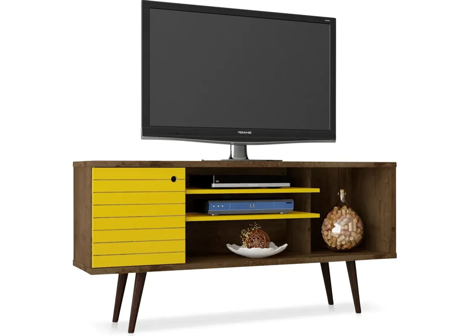 Webb 53" Mid-Century TV Stand - Brown/Yellow