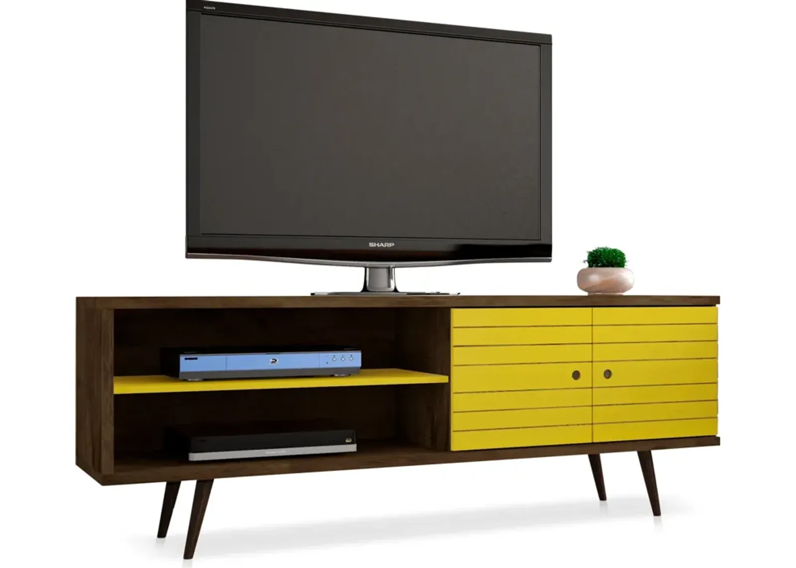 Webb 63" Mid-Century TV Stand - Brown/Yellow