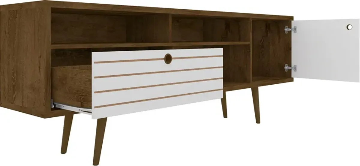 Webb 71" Mid-Century TV Stand - Brown/White