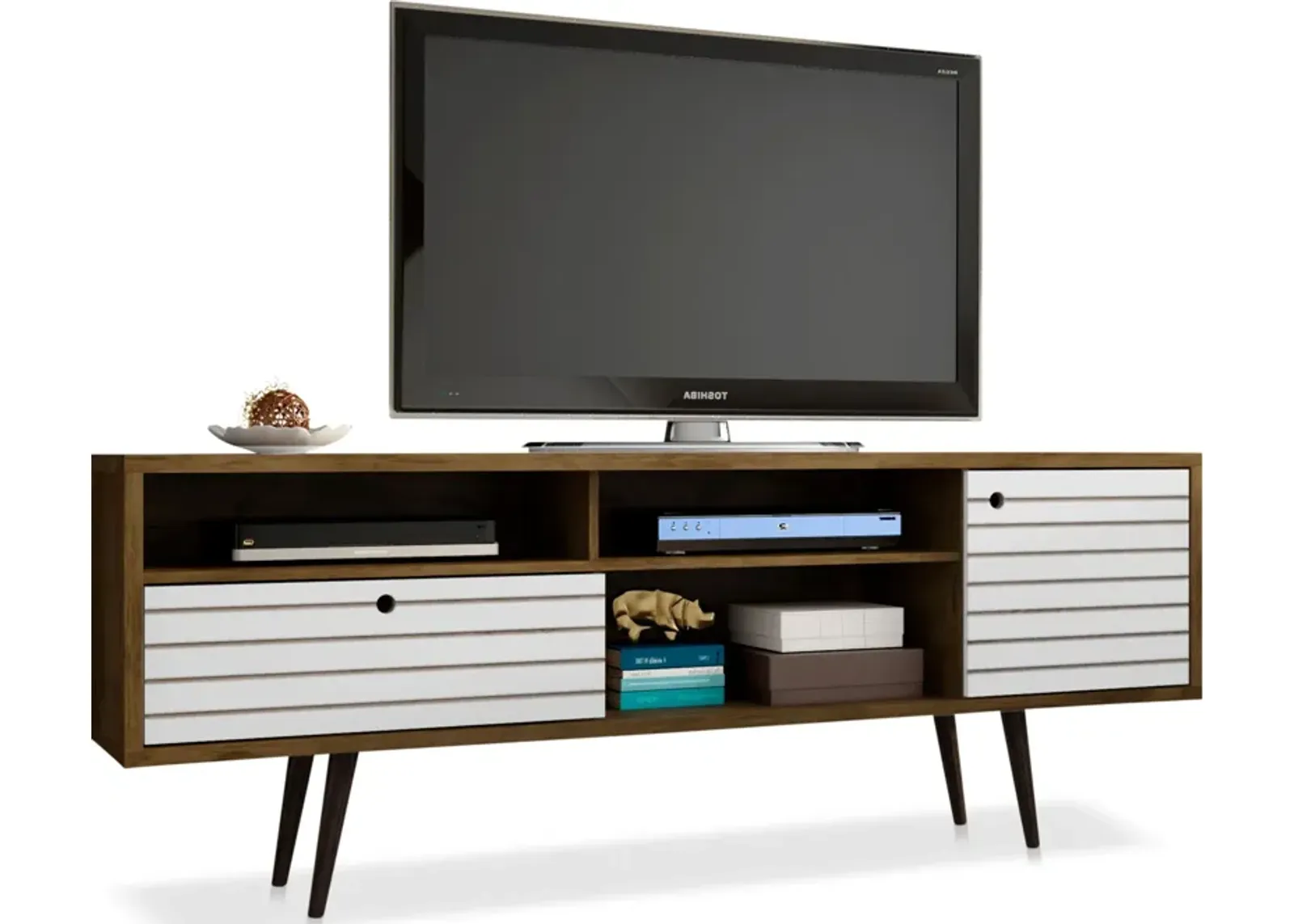 Webb 71" Mid-Century TV Stand - Brown/White