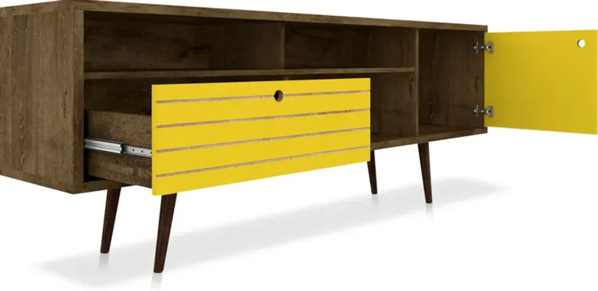 Webb 71" Mid-Century TV Stand - Brown/Yellow