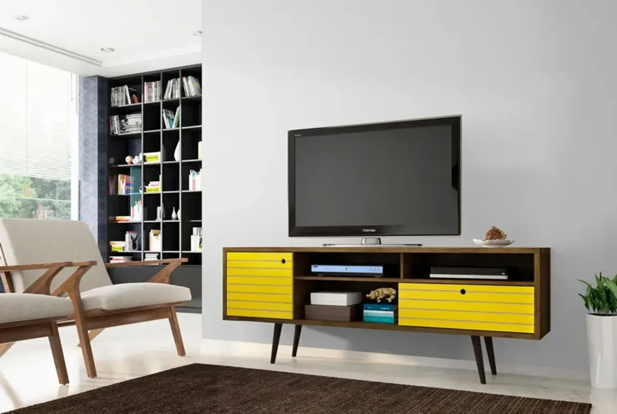 Webb 71" Mid-Century TV Stand - Brown/Yellow