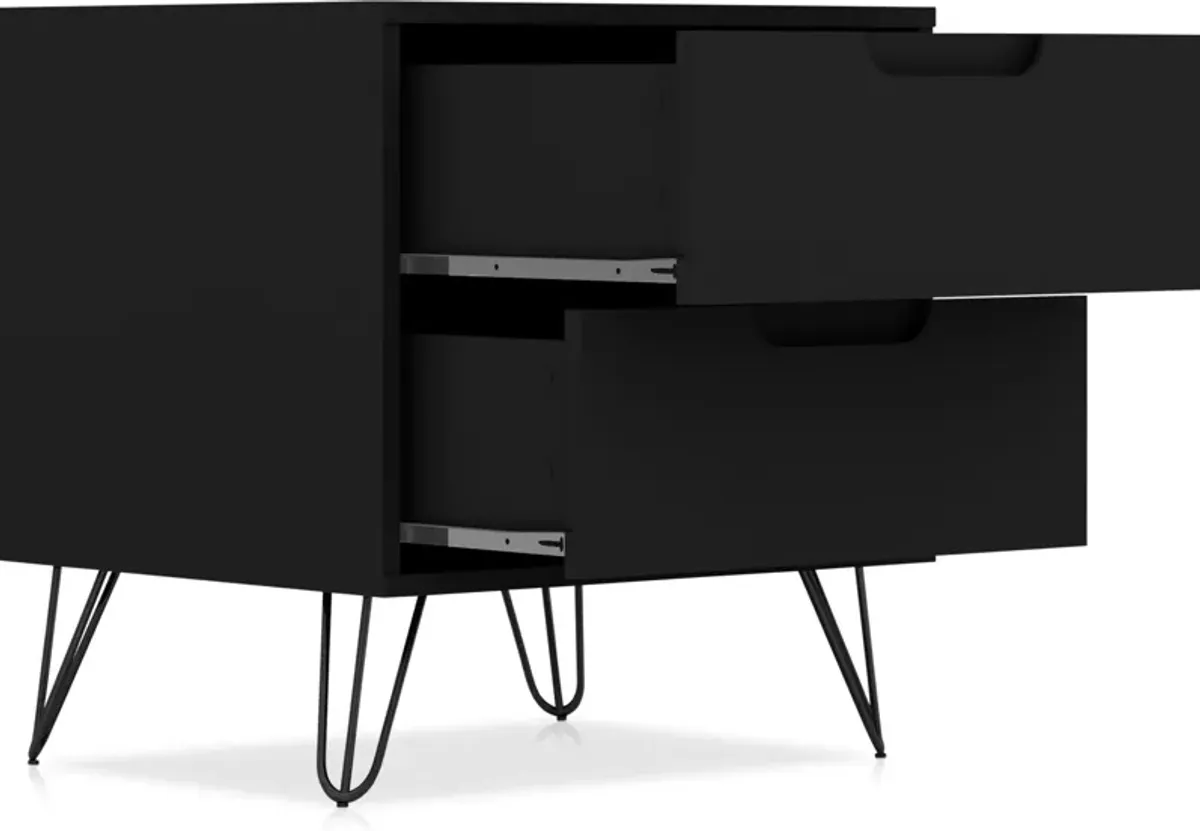 Harvard 2 Drawer Nightstand - Black