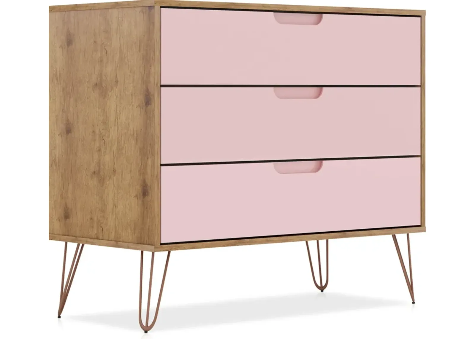 Harvard 3 Drawer Dresser - Natural/Rose