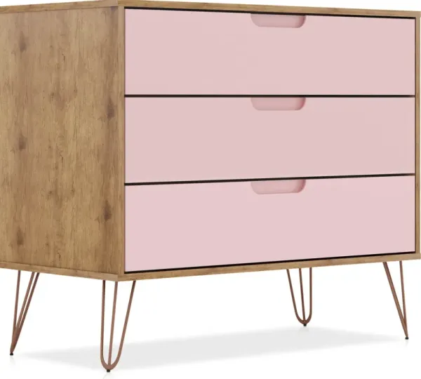 Harvard 3 Drawer Dresser - Natural/Rose