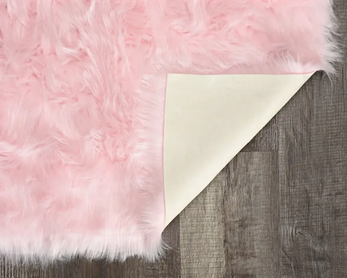 Faux Sheepskin 5 X 7 Area Rug - Pink