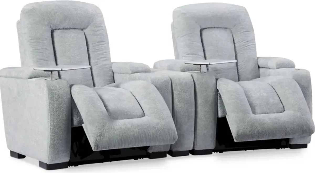 Rory 3-Piece Dual-Power Reclining Home Theater Sectional - Light Gray