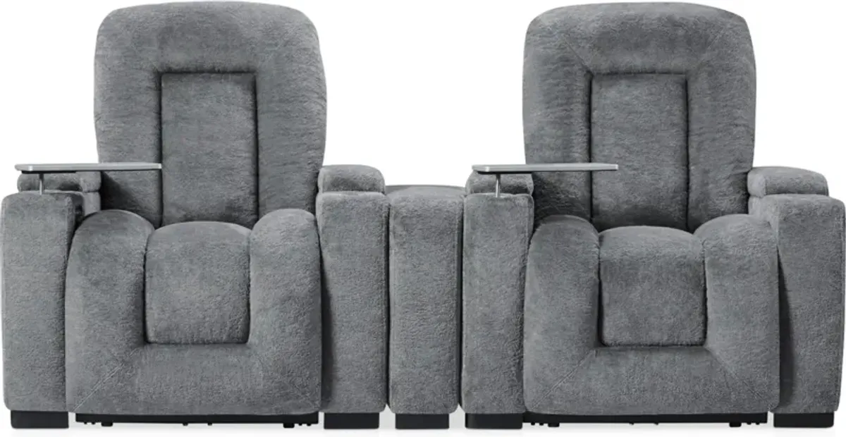 Rory 3-Piece Dual-Power Reclining Home Theater Sectional - Charcoal