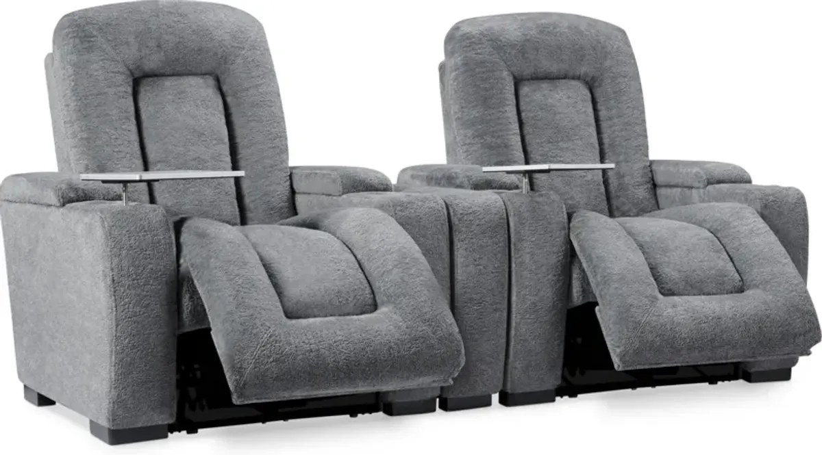 Rory 3-Piece Dual-Power Reclining Home Theater Sectional - Charcoal