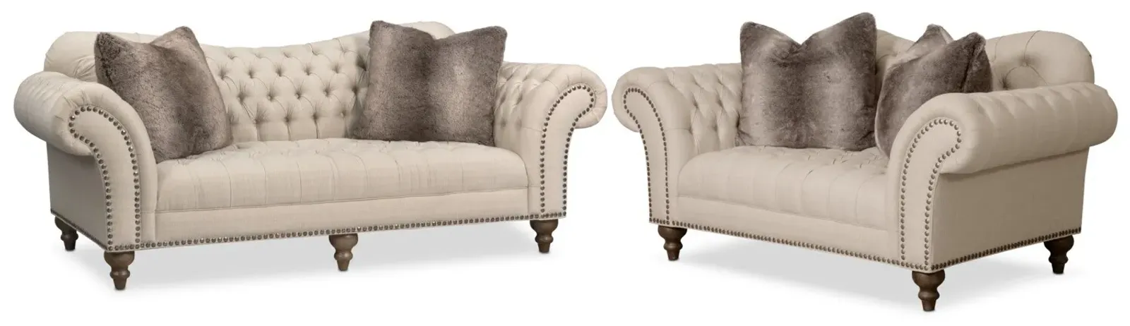 Brittney Sofa and Loveseat Set - Linen