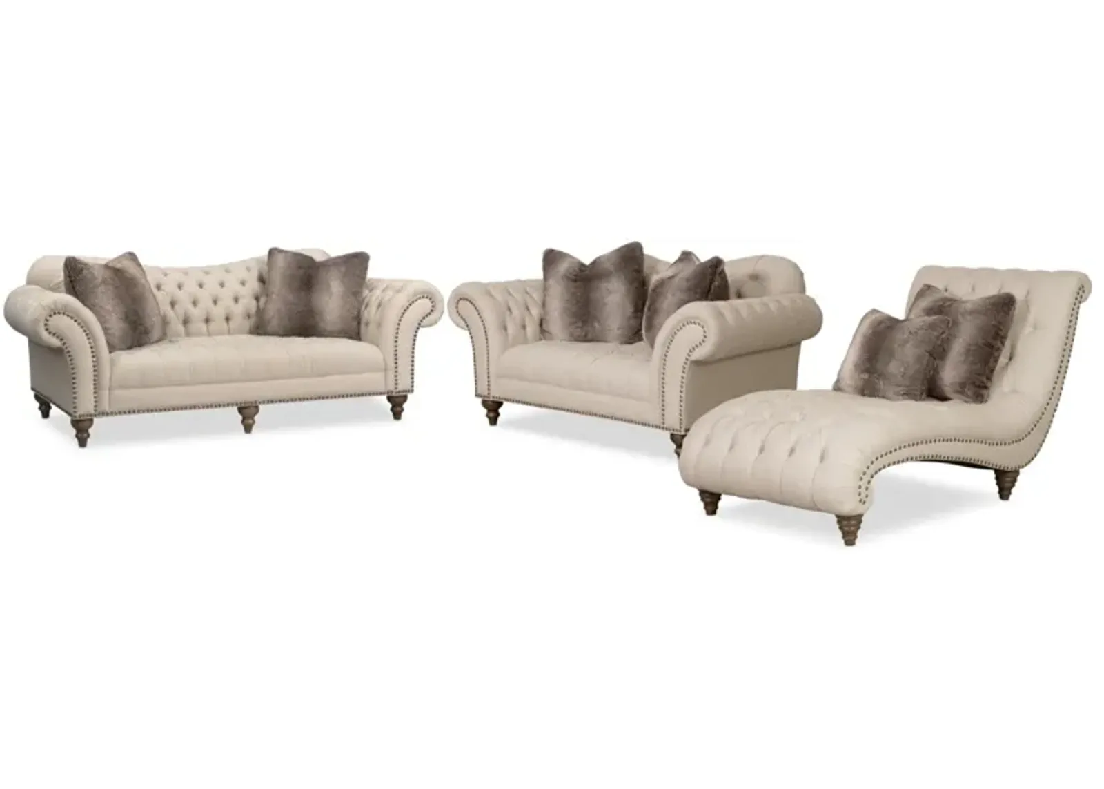 Brittney Sofa, Loveseat and Chaise Set - Linen