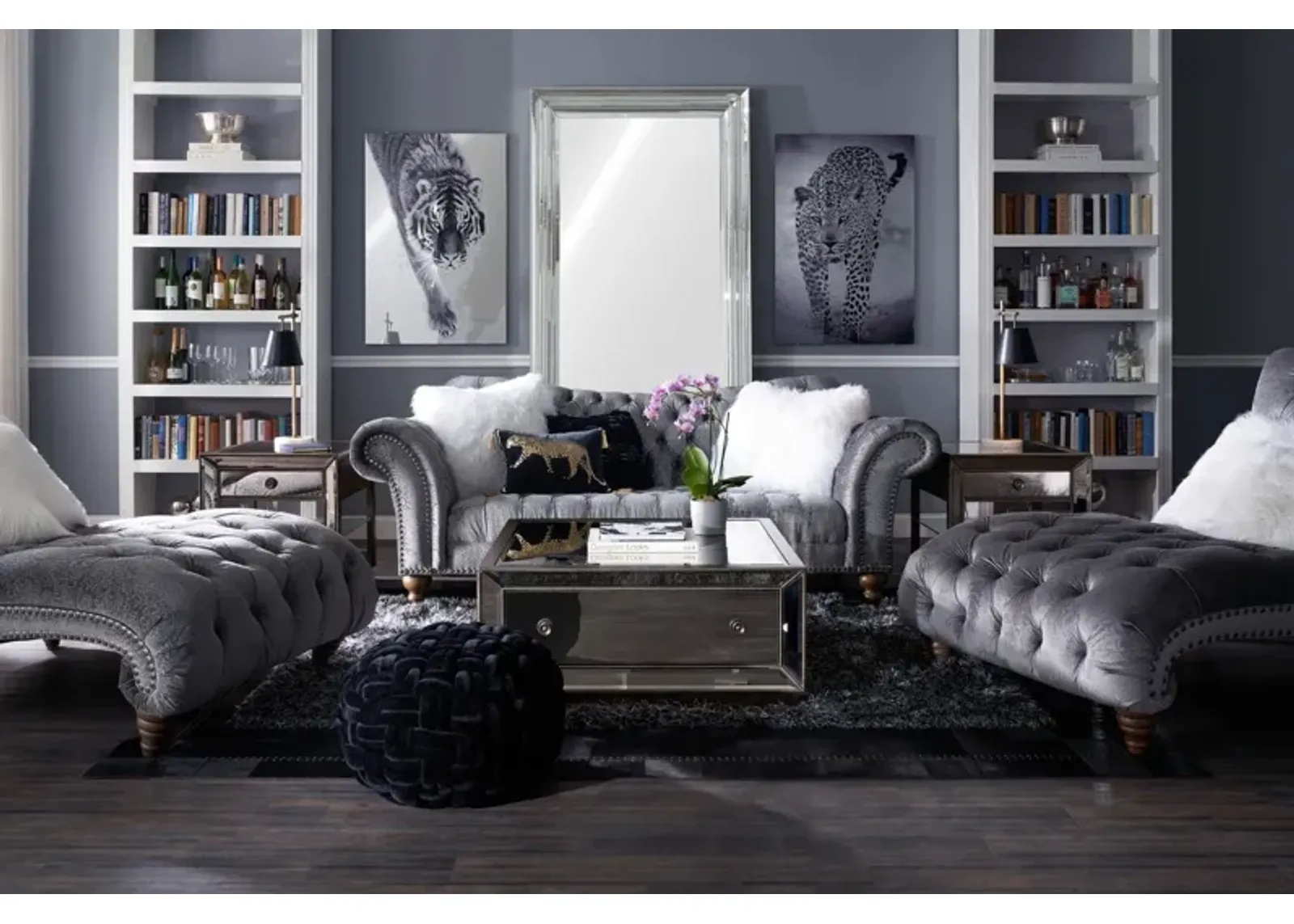 Brittney Sofa and Chaise Set - Charcoal