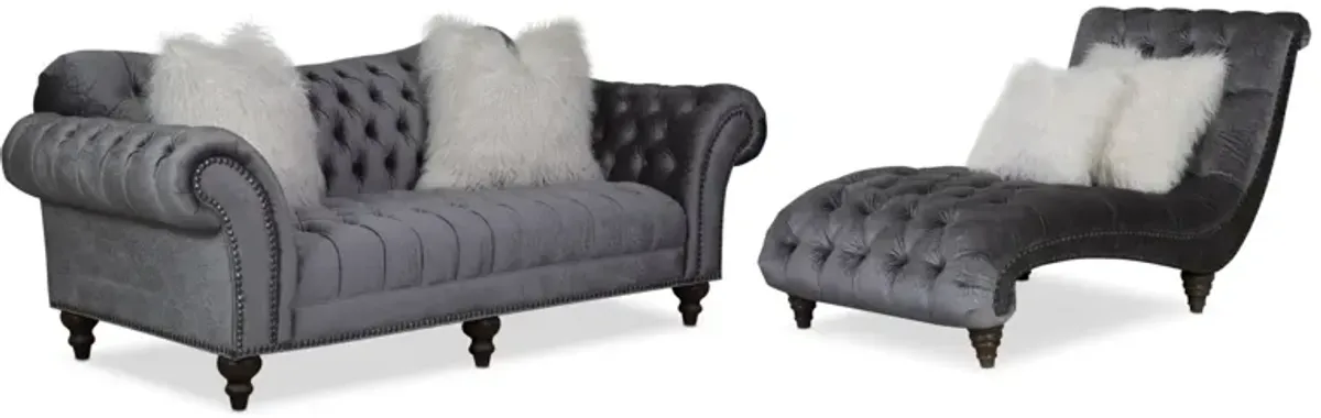 Brittney Sofa and Chaise Set - Charcoal