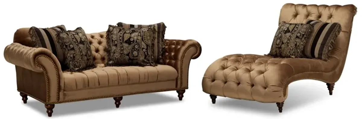 Brittney Sofa and Chaise Set - Bronze